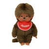 Monchhichi Jongen bruin met slab rood (20cm)
