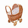 Rieten poppenwagen met kap en houten wielen - Summer Fruit