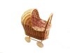 Rieten poppenwagen met kap retro flowers - 53x32x50 cm - Hollie