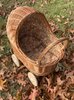 Rieten poppenwagen met kap ochre bloemenprint - Hollie 53x32x50cm
