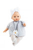 Paola Reina Pop Sonia (lichtblauw/bloem) met mechanisme (36 cm)