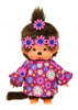 Monchhichi meisje met flower power jurk en haarband 20 cm