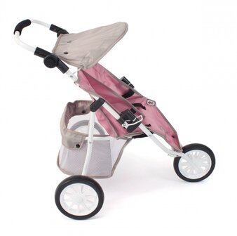 Poppenbuggy tweeling Jogger (roze/taupe/beer)