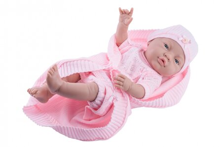 Paola Reina Bebito babypop blank gekleed (roze), omslagdoek 45cm