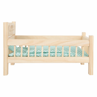 Small Foot - Houten Poppenbed Natuurlijk met Beddengoed, 4ld