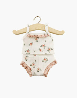 Minikane Gigi geribbeld ondergoed met kleine bloemen 34-37cm