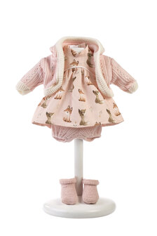 Kledingset Llorens 33cm roze jurk met roze jas