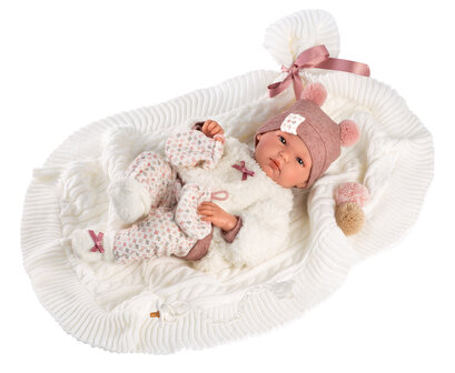 Llorens pop Bimba met muts en wit kleedje - 35cm Uitlopend