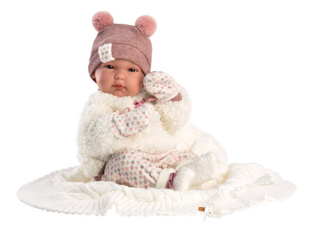 Llorens pop Bimba met muts en wit kleedje - 35cm Uitlopend