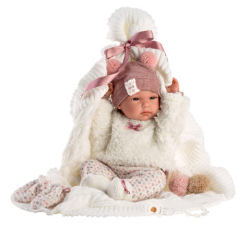 Llorens pop Bimba met muts en wit kleedje - 35cm Uitlopend