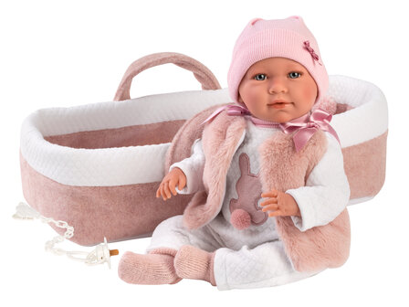 Llorens pop Mimi met roze reiswieg - 40 cm uitlopend