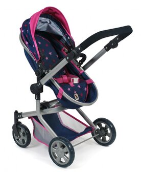 Bayer Chic Poppenwagen Mika Combi (Blauw/Roze/Ster)