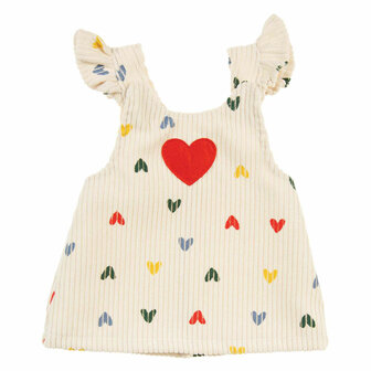 Poppen Ribfluwelen Jurk Hartjesconfetti, 35-45 cm