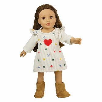 Poppen Ribfluwelen Jurk Hartjesconfetti, 28-35 cm