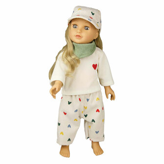 Poppenmuts Hartjesconfetti, 35-45 cm