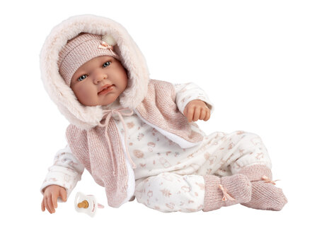 Llorens pop TINA rn 44 cm roze romper met coupuchon