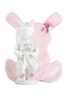 Kledingset Llorens 35cm wit-roze pakje