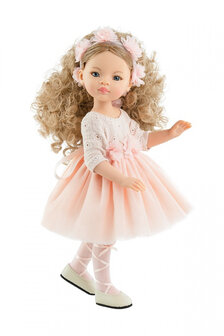 Paola Reina pop Rebeca 32 cm met blond krullend haar en roze jurkje