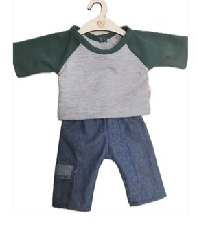 Kledingset Robin jeans en shirt groen