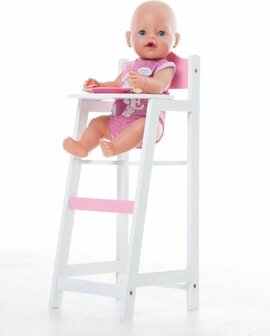 Houten poppenstoel met witte zitting