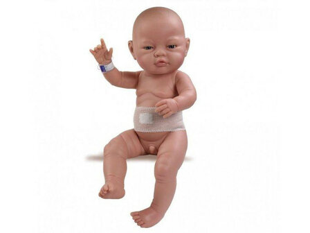 Paola Reina babypop jongen 45 cm realistisch vinyl navelbandje