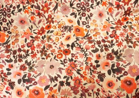 Rieten poppenwagen met kap retro flowers - 53x32x50 cm - Hollie