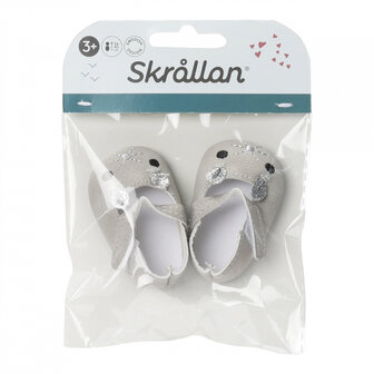 Zilvergrijs muisjes poppenschoenen voor poppen 36-40 cm