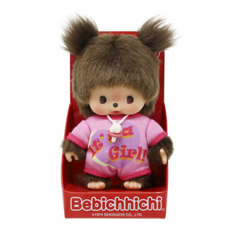 Monchhichi Bebichhichi babyknuffel meisje roze romper 16 cm