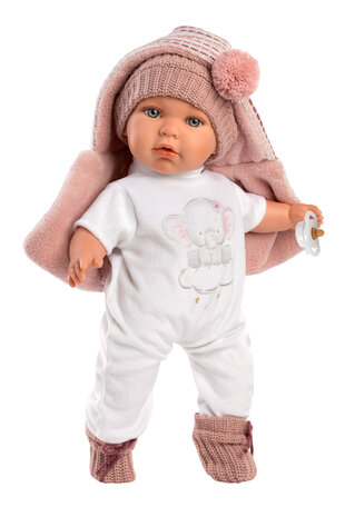 Llorens pop baby Julia met roze/wit truitje - 42cm