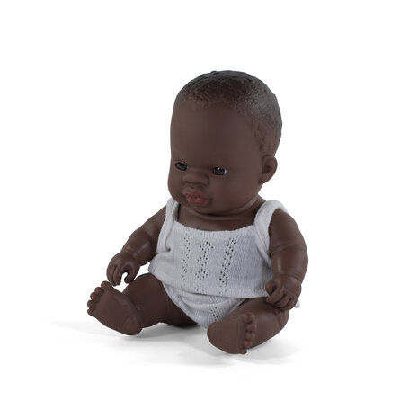 MINILAND BABYPOP AFRIKAANSE JONGEN MET ONDERGOED 21CM