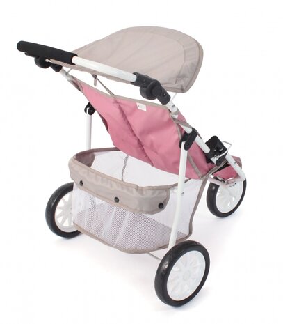 Poppenbuggy tweeling Jogger (roze/taupe/beer)