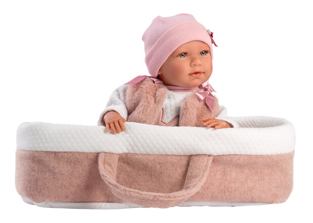 Llorens pop Mimi met roze reiswieg - 40 cm uitlopend