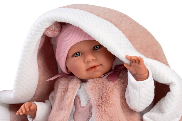 Llorens pop Mimi met roze reiswieg - 40 cm uitlopend