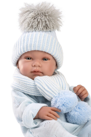 Llorens pop TINO met handdoek blauw - 43 cm 