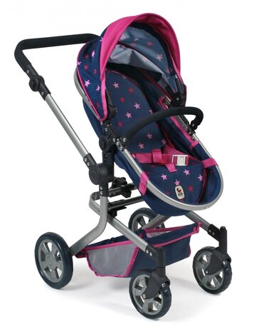 Bayer Chic Poppenwagen Mika Combi (Blauw/Roze/Ster)