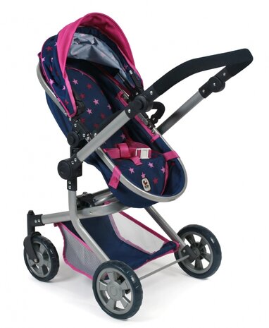 Bayer Chic Poppenwagen Mika Combi (Blauw/Roze/Ster)
