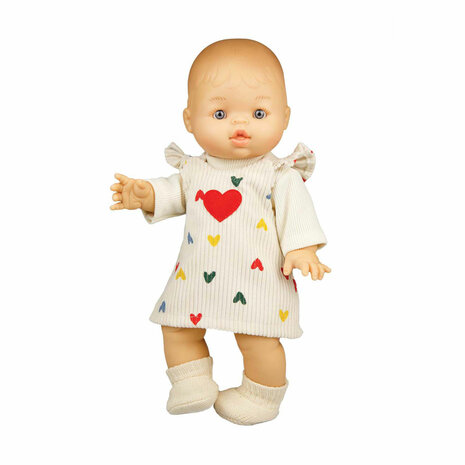 Poppen Ribfluwelen Jurk Hartjesconfetti, 35-45 cm
