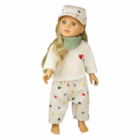 Poppenmuts Hartjesconfetti, 35-45 cm