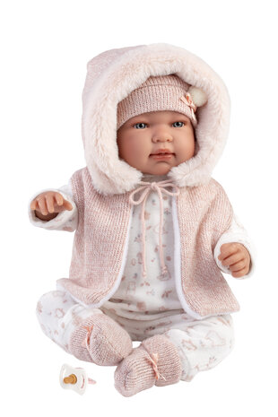 Llorens pop TINA rn 44 cm roze romper met coupuchon