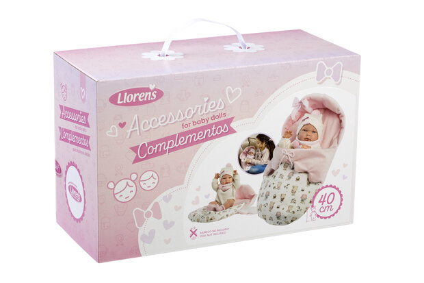 Llorens kledingset en accessoires Nica beertjes roze voor poppen van 40 cm