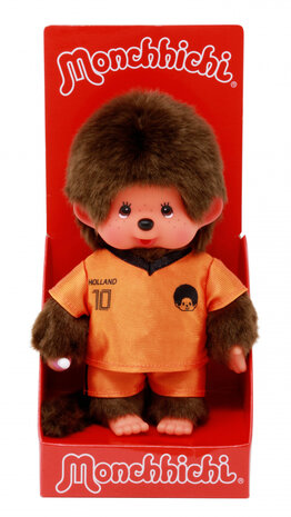 Monchhichi knuffel voetbal oranje Holland shirt 20cm jongen
