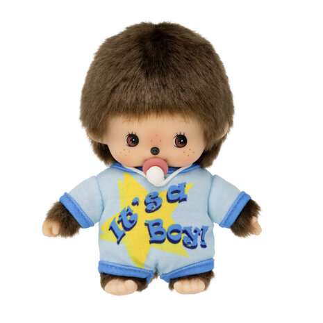 Monchhichi Bebichhichi knuffel jongen blauwe romper 16 cm