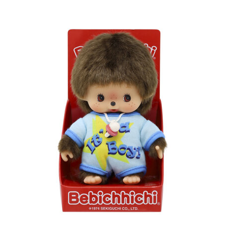 Monchhichi Bebichhichi knuffel jongen blauwe romper 16 cm