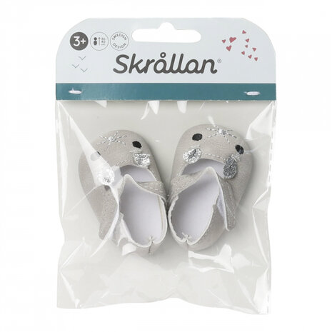 Zilvergrijs muisjes poppenschoenen voor poppen 36-40 cm