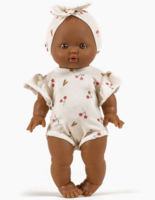 Minikane pop Vintage Gordi Léonie donker meisje bruine ogen 34cm met kleding set