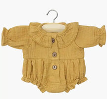 Minikane Gordis kameelkleurig katoengaas Romper 34-37cm