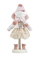 kledingset Llorens 38cm beige jurk met wit jasje